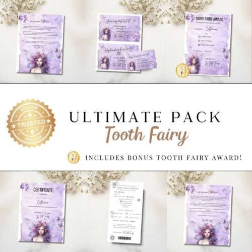 Tooth Fairy Printable Bundle • Tooth Fairy Notes, Editable Letters, Certificate & Receipt • Magical Lost Tooth Set